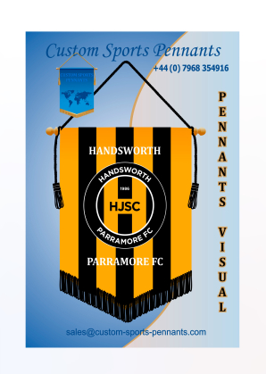 Creative football pennants design with club branding and crest